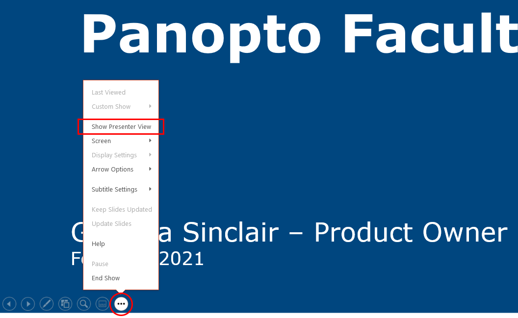 Screenshot of PowerPoint slideshow settings