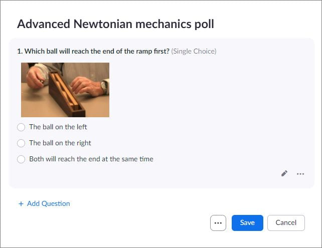 Screenshot of Zoom poll question