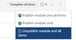 Publish/unpublish the whole Modules section at the same time.