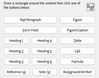 Adobe Acrobat - incorrectly tagged components can be changed in the Reading Order panel