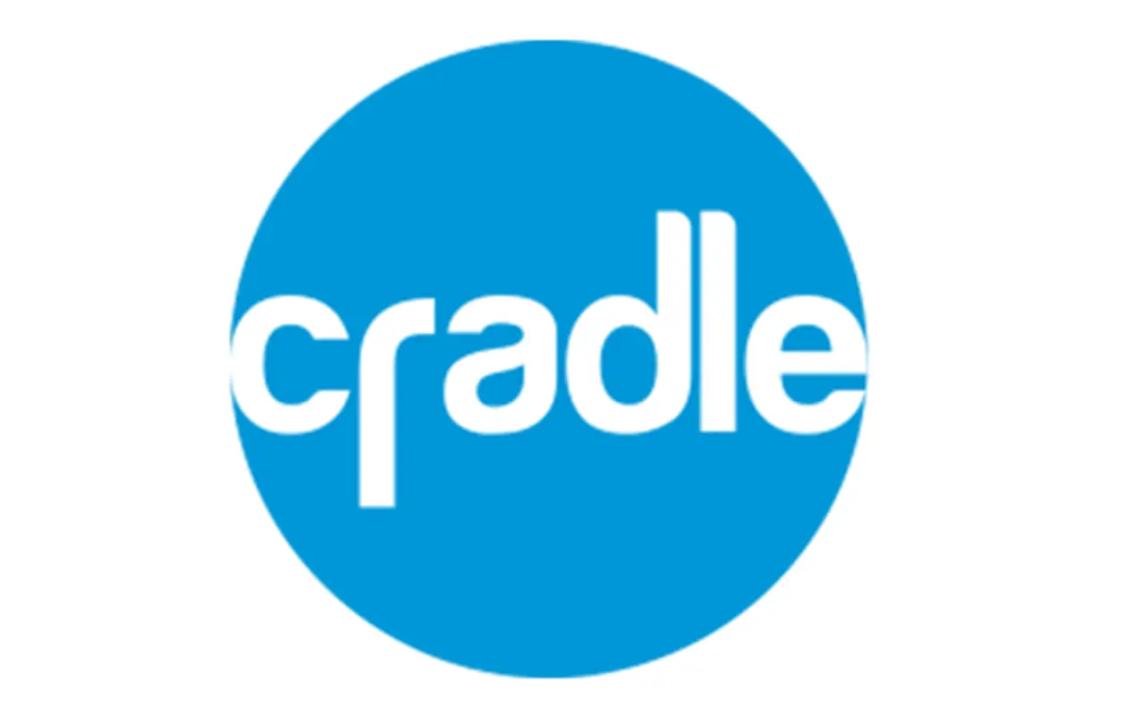CRADLE Logo blue circle white text white background